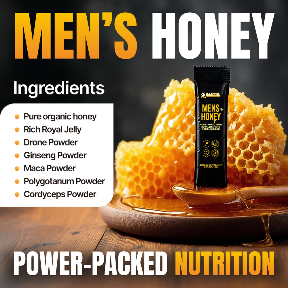 Alpha Performance Royal Jelly Honey for Men gym bag scene, indicating daily use