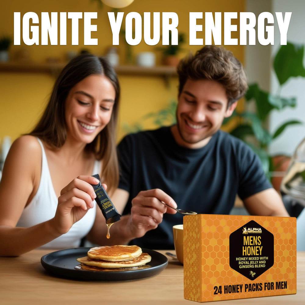 Alpha Performance Royal Jelly Honey for Men in workout bag, ready for post-workout recovery boost