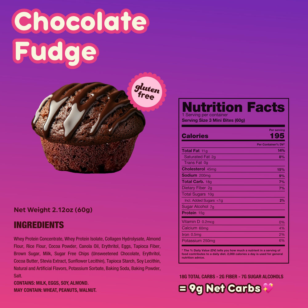 Alpha Prime Bites Minis blueberry muffin, flavorful protein boost for mornings.