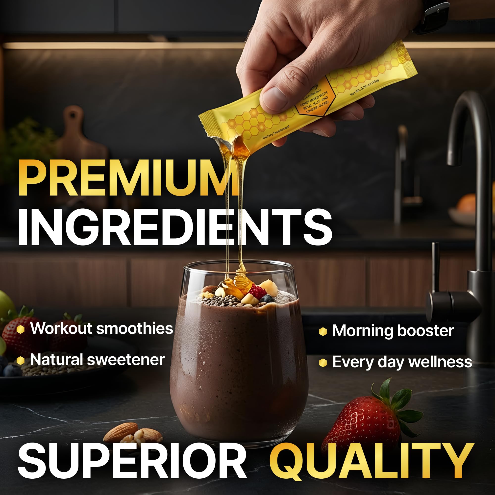 Alpha Performance Mens Gold Honey individual packet suited for gym or travel.