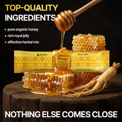 Alpha Performance Mens Gold Honey sachet in hand for on-the-go stamina.
