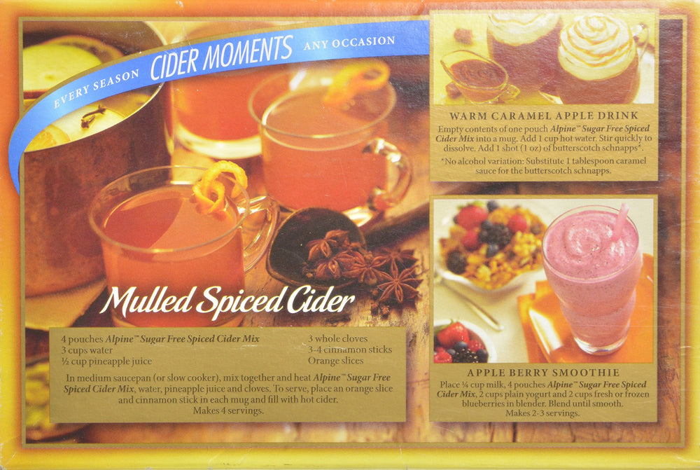 Alpine Spiced Apple Cider Sugar Free pouch ready to mix with hot water
