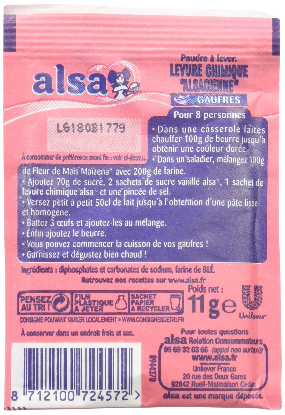 Alsa baking powder sachets open, ready to measure for quick cakes
