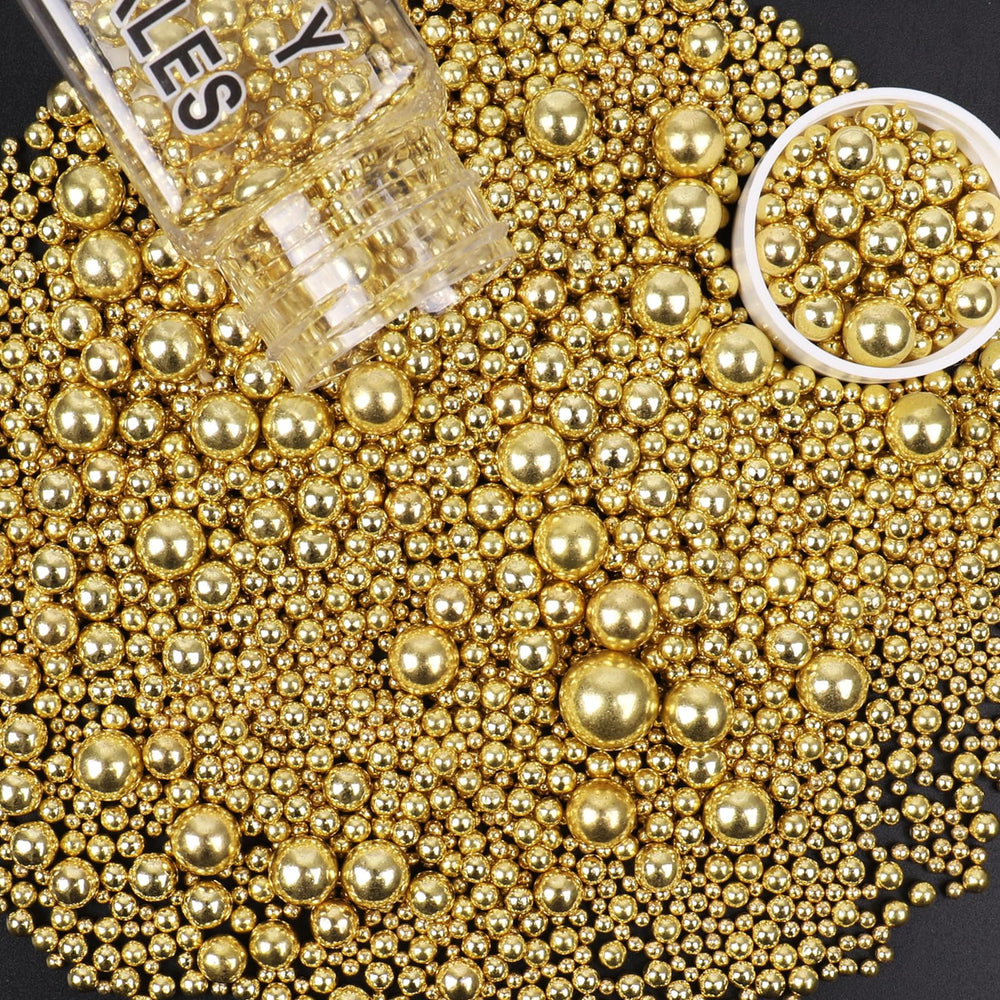 ALSOMTEC Sprinkles Pearl Gold Jar adds festive sparkle to cakes and cookies.