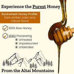 Altay Meadows Buckwheat Honey drizzled over cheese, showcasing versatility