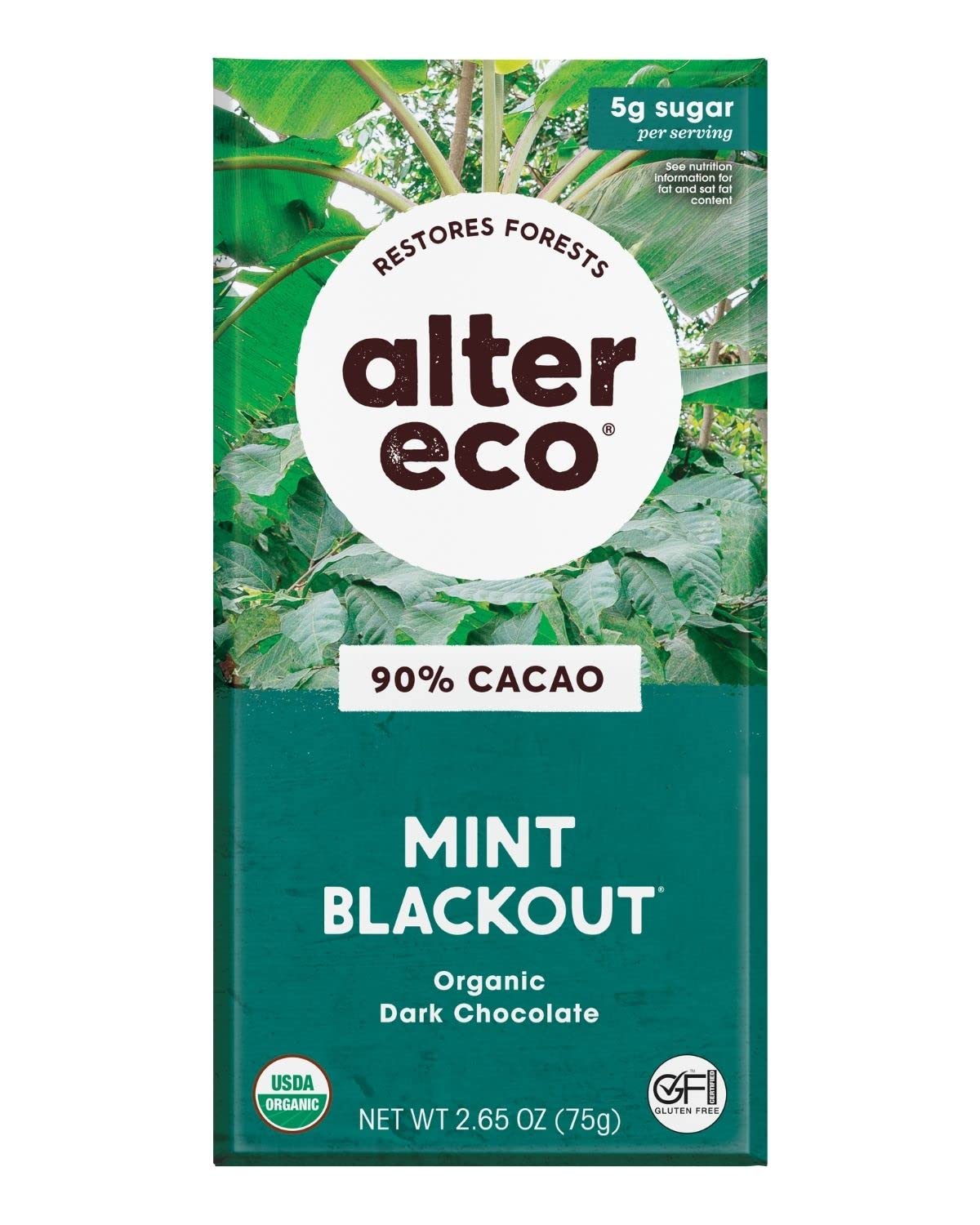 Alter Eco dark chocolate bar, pure dark cocoa, ideal for baking and tasting.
