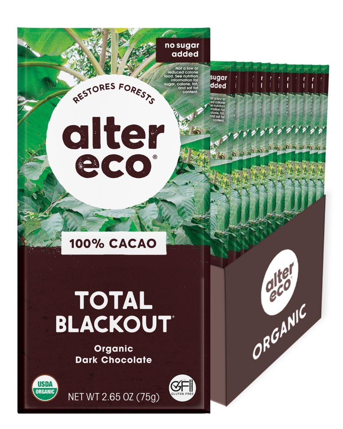 Alter Eco dark chocolate bars 12-pack for baking and snacking, rich pure cocoa flavor