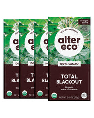 Alter Eco dark chocolate bars 4-pack front view ideal for baking and snacking.