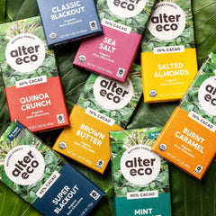 Alter Eco Sea Salt bar showing crisp salt contrast and depth.