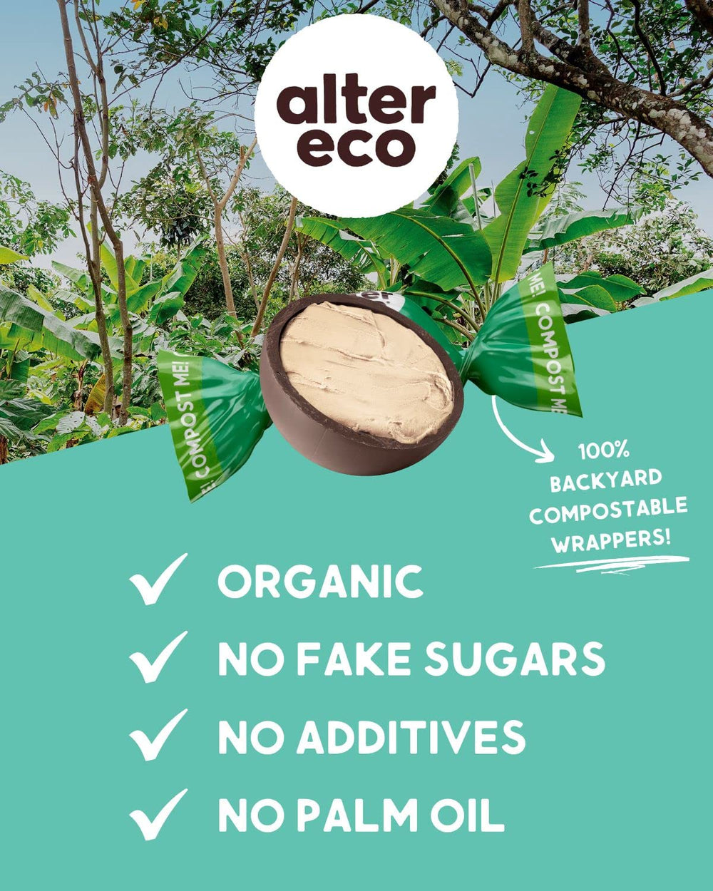Alter Eco Mint Creme Truffles bite reveals silky mint center