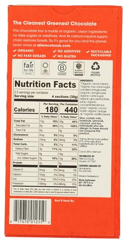 Alter Eco Orange Blackout bar slice on wood invites tasting and citrus notes.