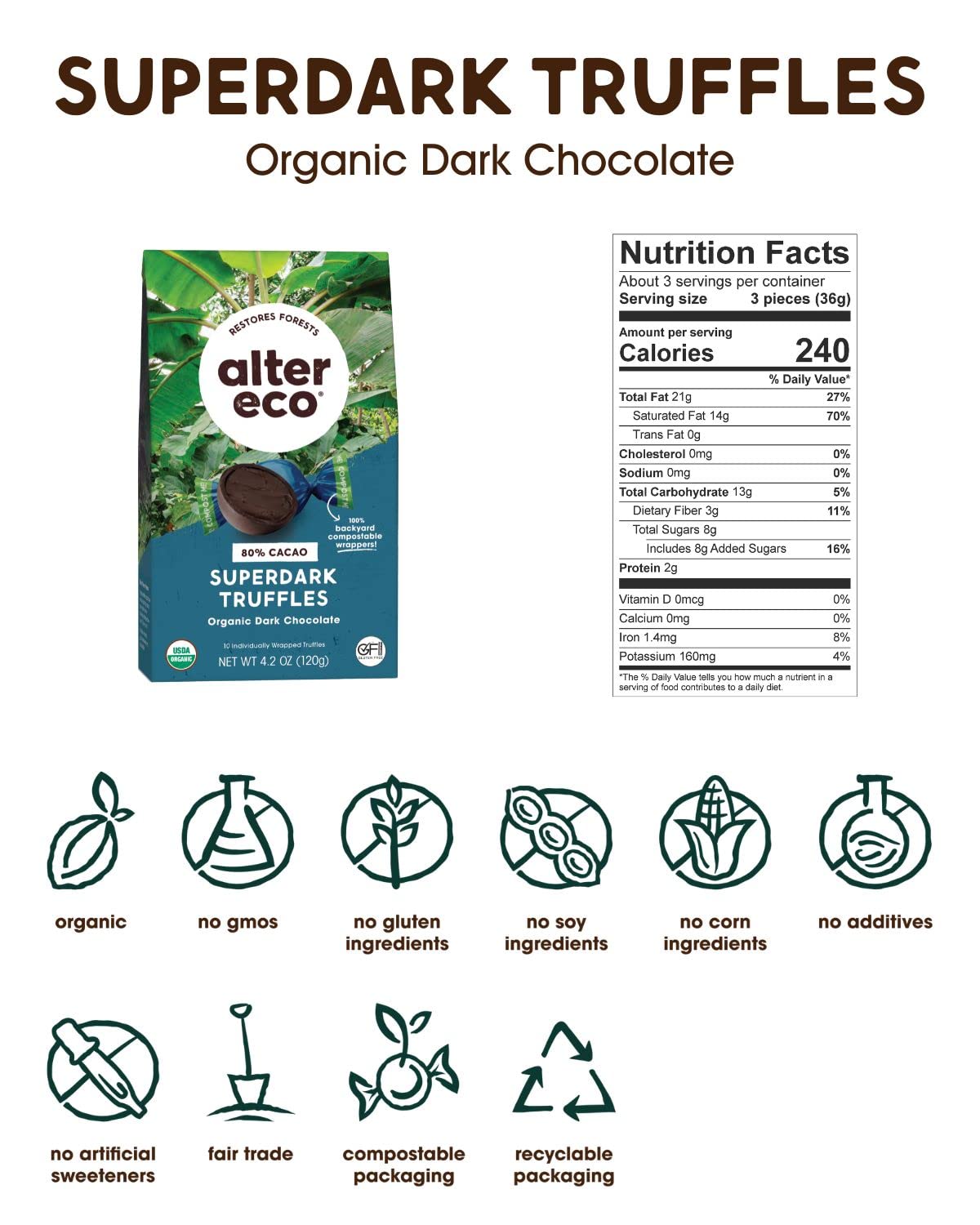 Alter Eco Superdark Truffles closeup reveals a silky, creamy center.