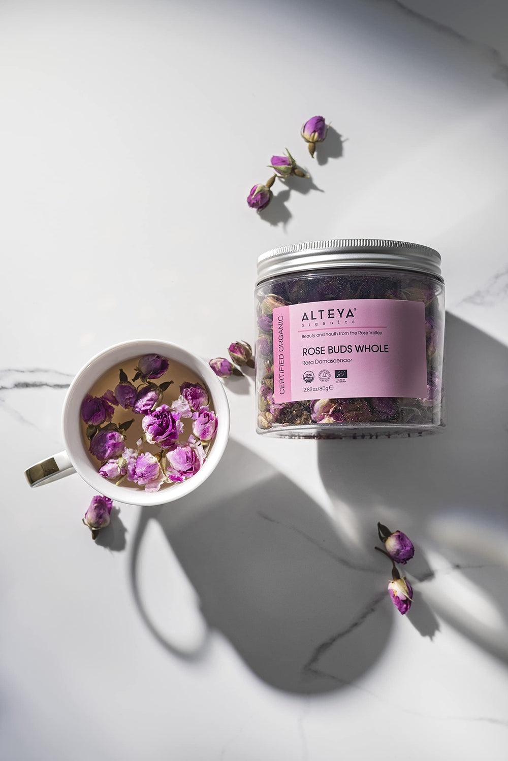 Alteya Organics fresh rose buds harvested before sunrise preserve authentic aroma.