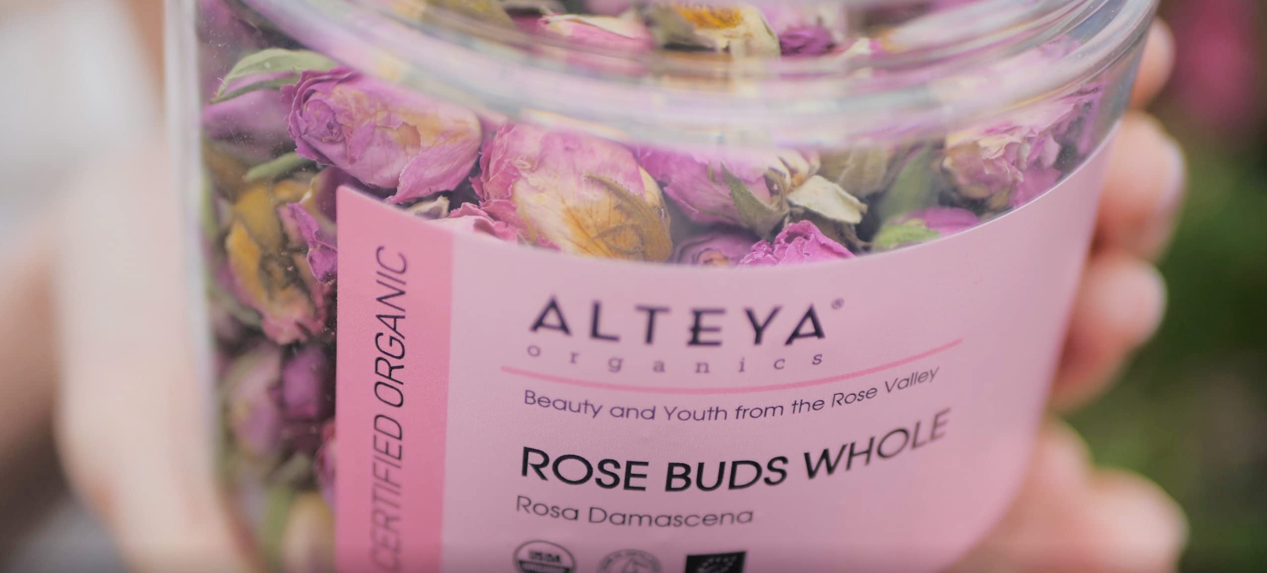 Alteya Organics tea steeping in cup shows inviting color and aroma.