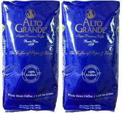 Alto Grande coffee beans in a bag showing rich aroma for home brewing.