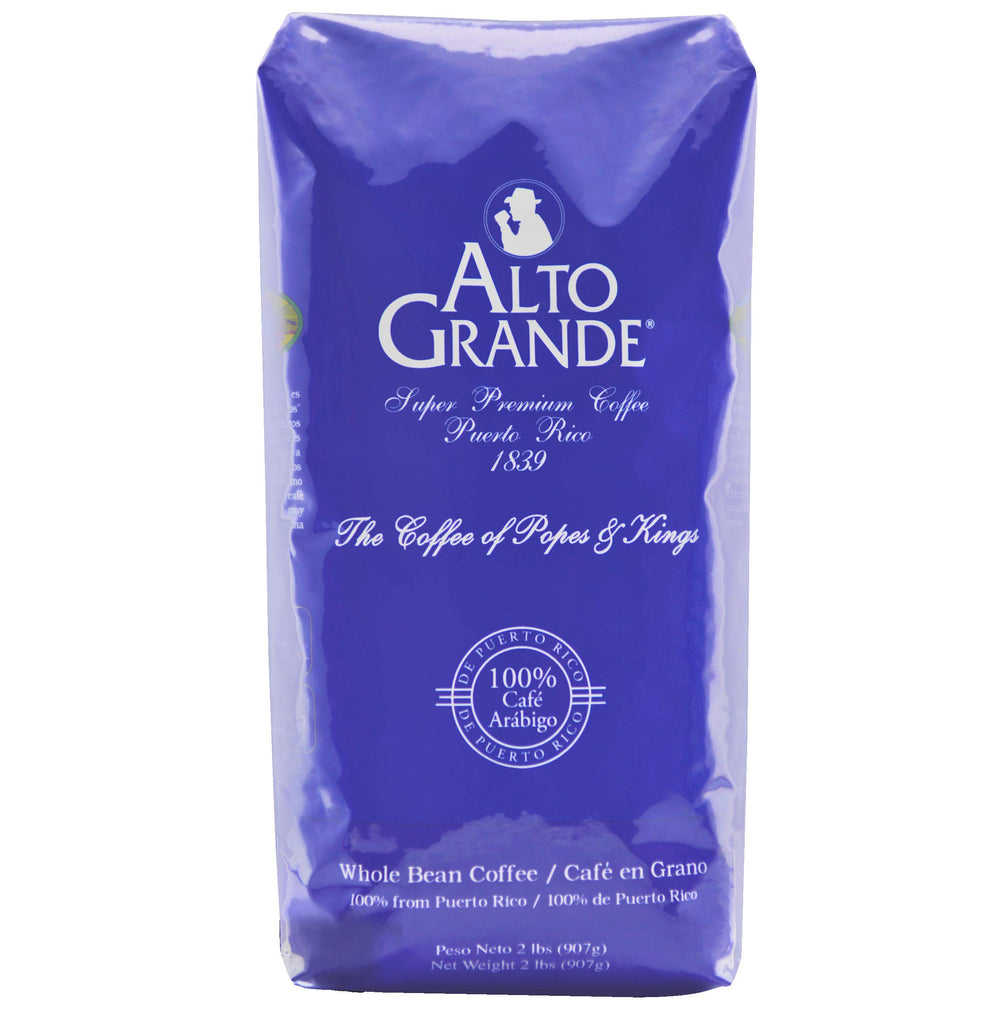 Alto Grande Premium Coffee whole bean 2lbs pack showcases rich aroma for flavorful mornings.