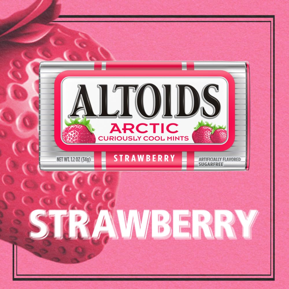 Eight-tin bundle of ALTOIDS Arctic Strawberry mints for office use