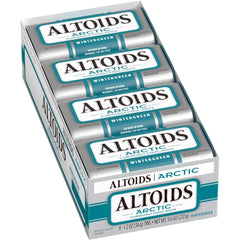 Altoids Arctic Wintergreen mints in a front-view tin for portable breath freshening
