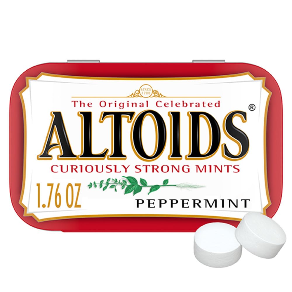 ALTOIDS Classic Peppermint tin on shelf, refresh breath between meetings.