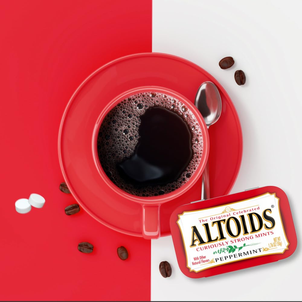 ALTOIDS Peppermint mints with crisp aroma for post-meal freshness.