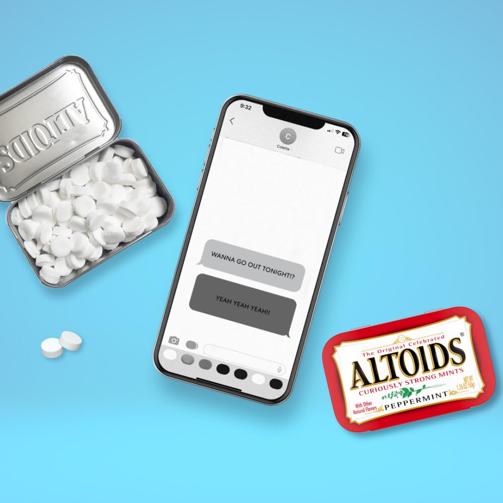 ALTOIDS Peppermint packaging with brand logo signals trusted choice for fresh breath.