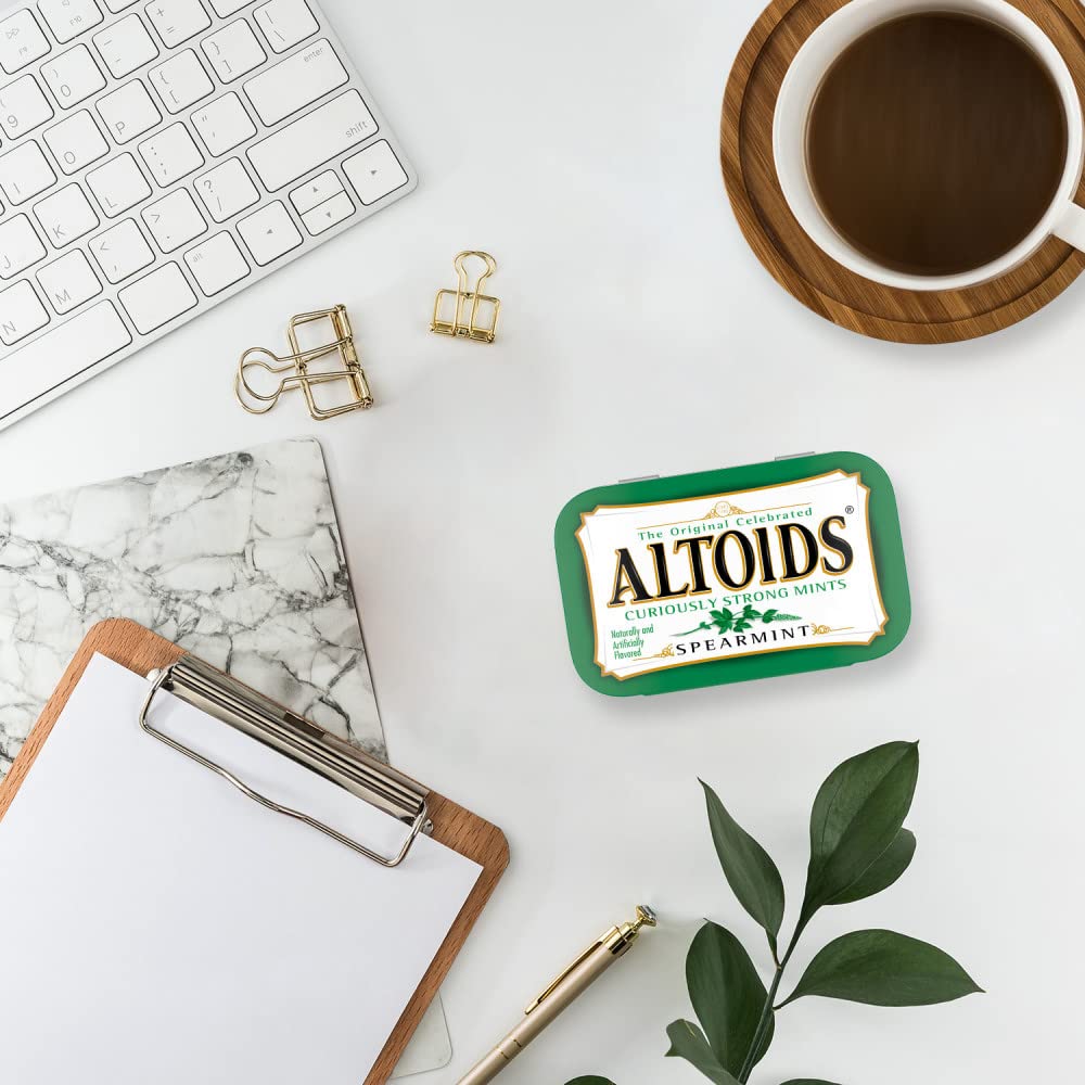 Altoids Spearmint mints brand heritage closeup connects with tradition.