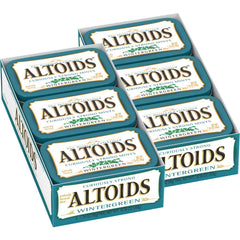 Altoids Wintergreen mints in an open tin for quick on-the-go refresh.