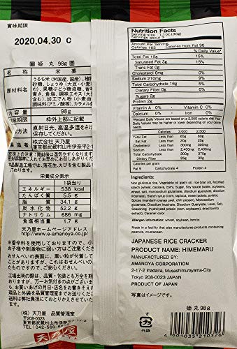 Amanoya Himemaru rice crackers packaging box, twenty portions ready for sharing