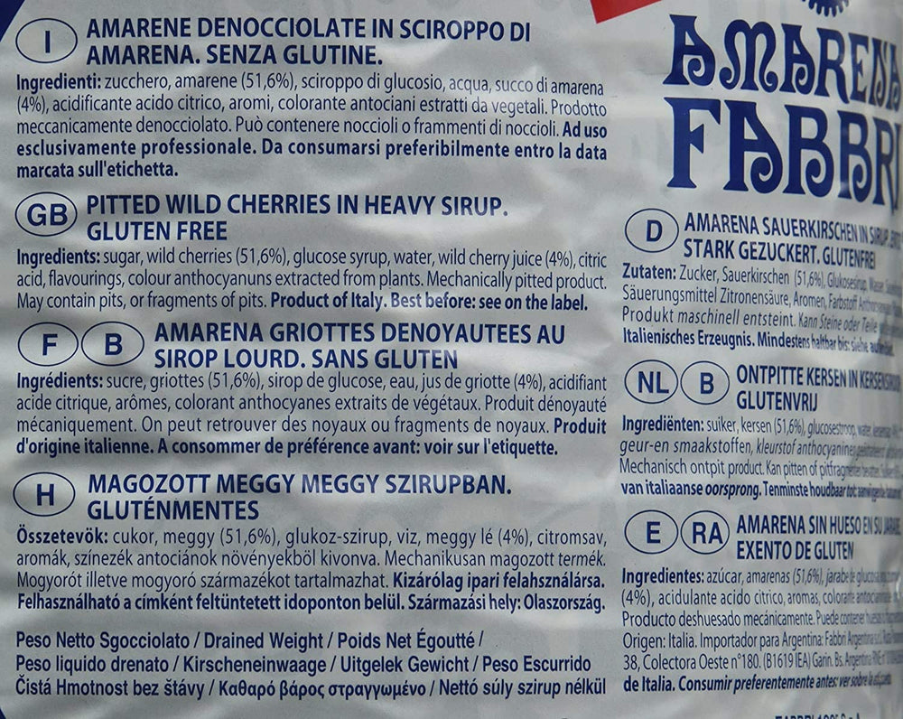 Amarena Fabbri authentic Italian amarenas for premium desserts.
