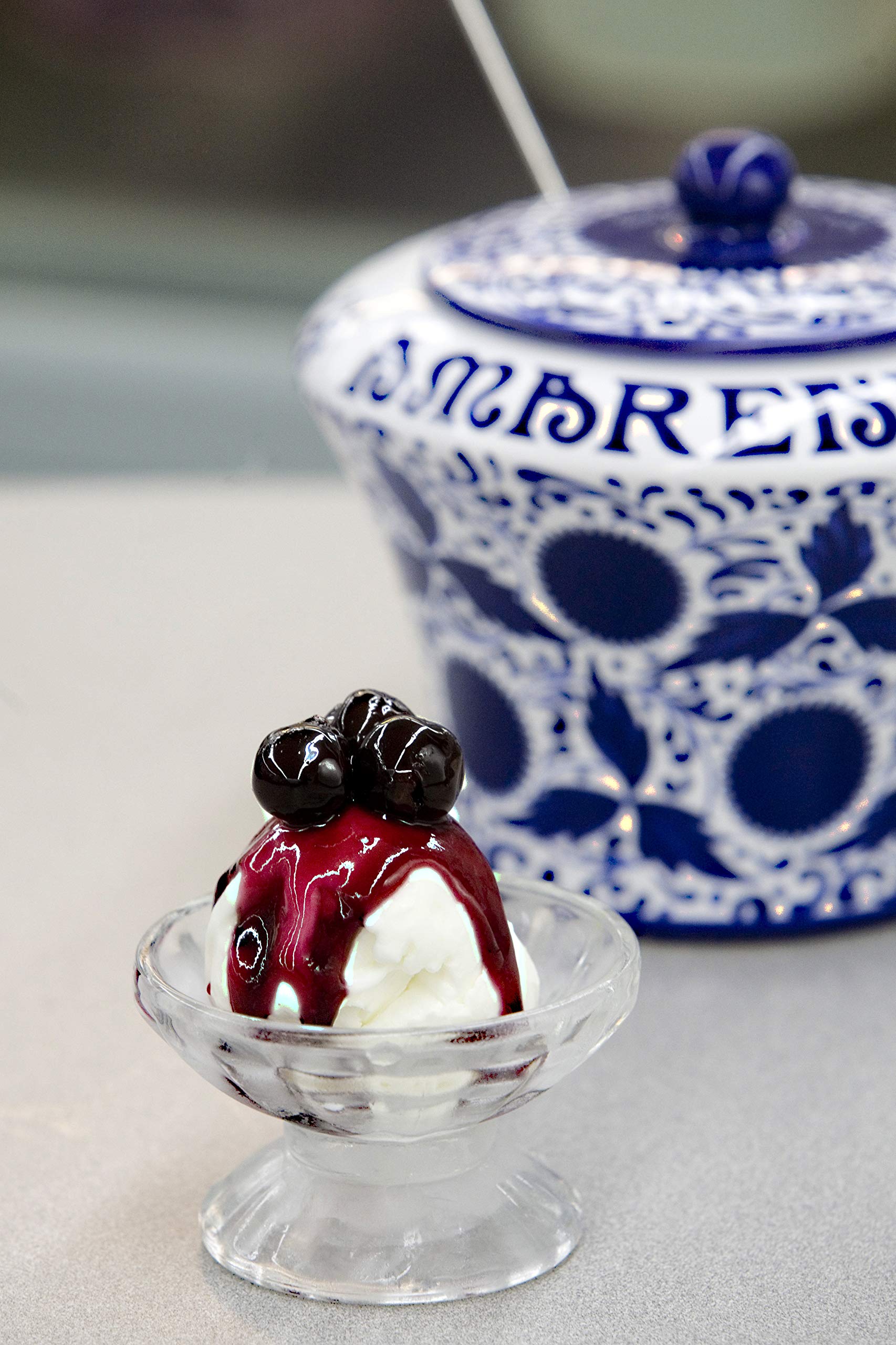 Creamy yogurt crowned with Amarena Fabbri cherries for dessert topping.