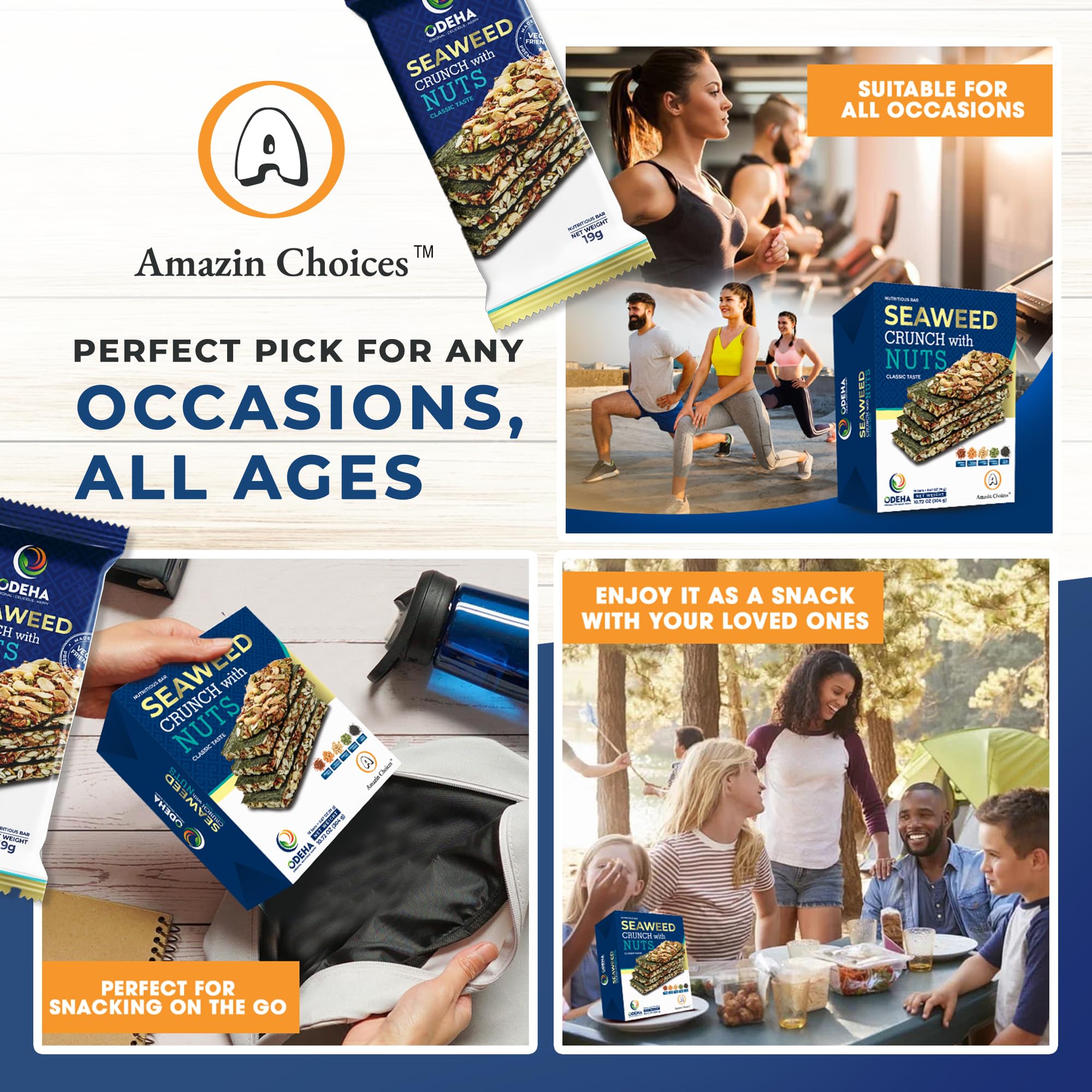 Amazin Choices Sandwich Seaweed snack visual showcases convenient single servings.
