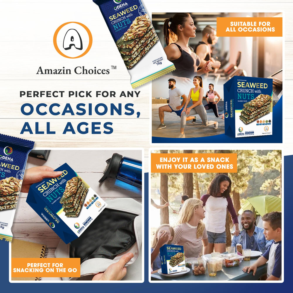 Amazin Choices Sandwich Seaweed snack visual showcases convenient single servings.