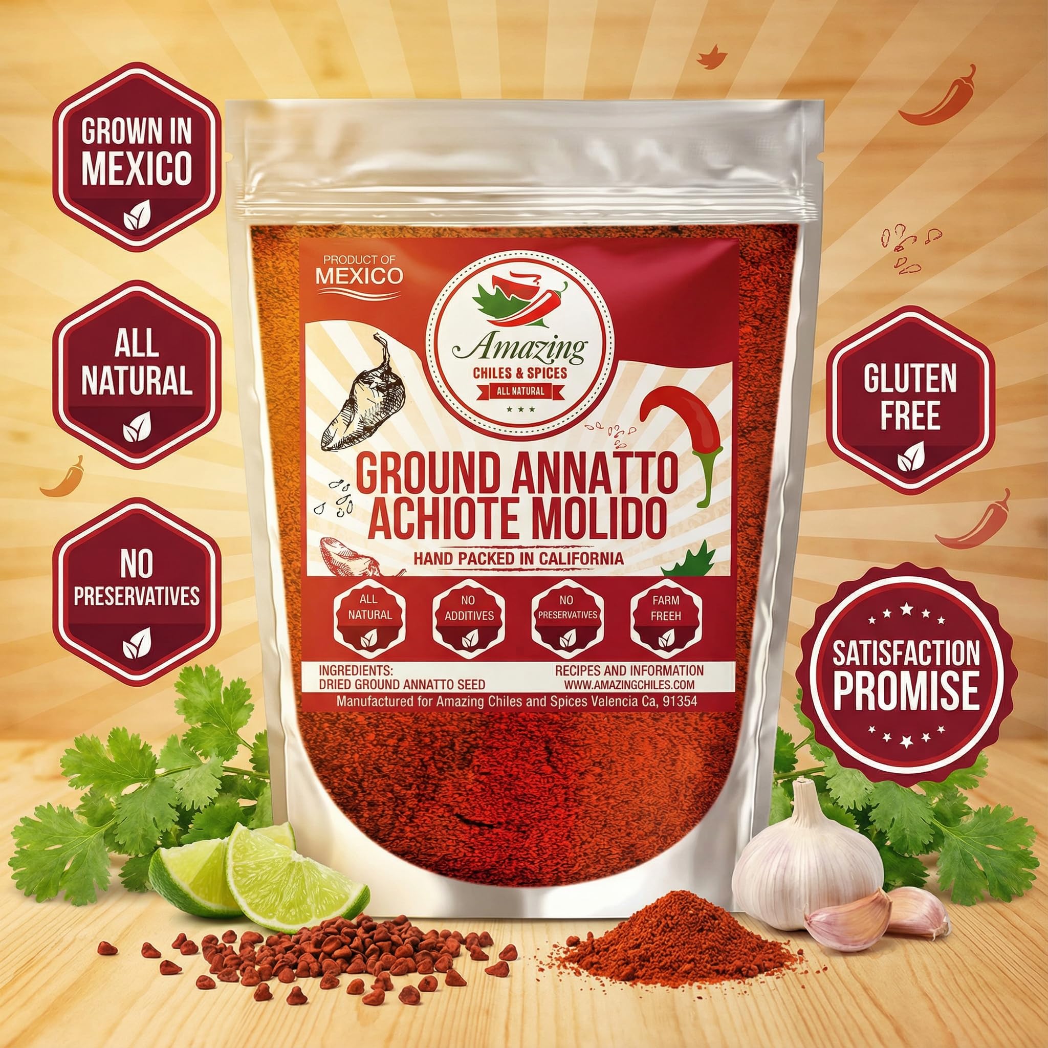 Mexican dish tint enhanced by Achiote powder from Amazing Chiles & Spices.