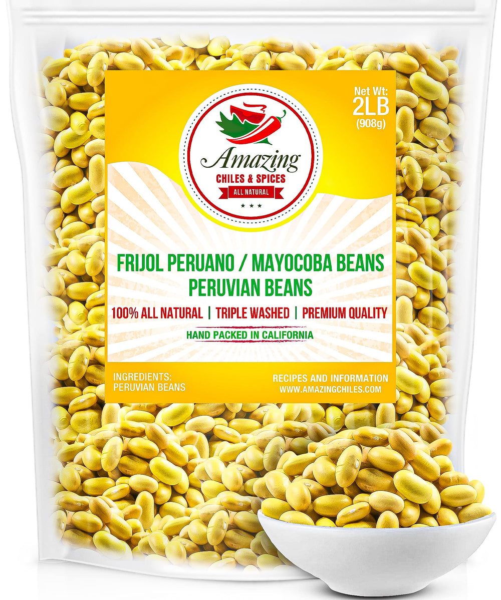 Amazing Chiles & Spices canary beans bag front — premium dried Peruvian beans for soups and stews.