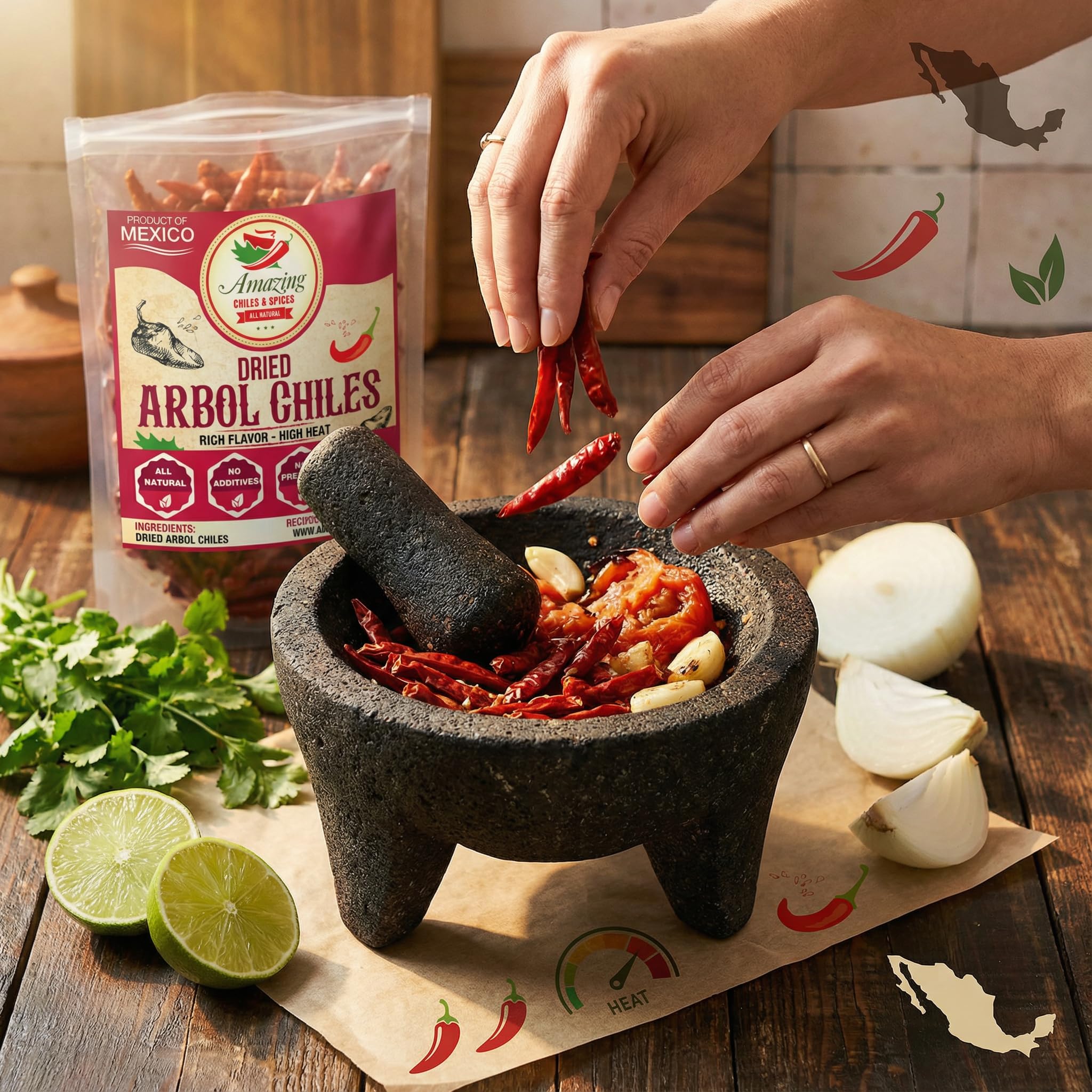 Amazing Chiles Chile De Arbol – gluten-free and non-GMO dried peppers.