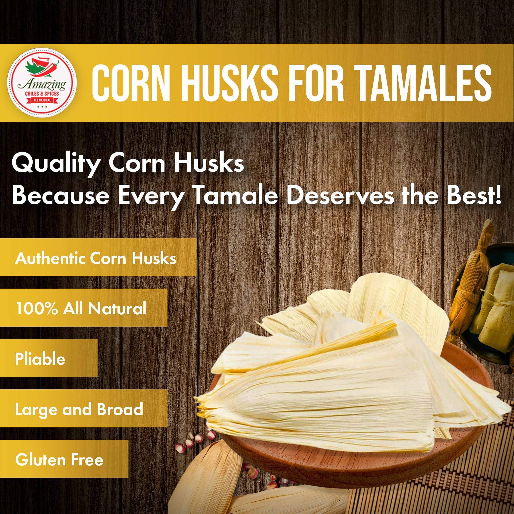 Amazing Chiles & Spices dry corn husks, premium quality for traditional tamales.