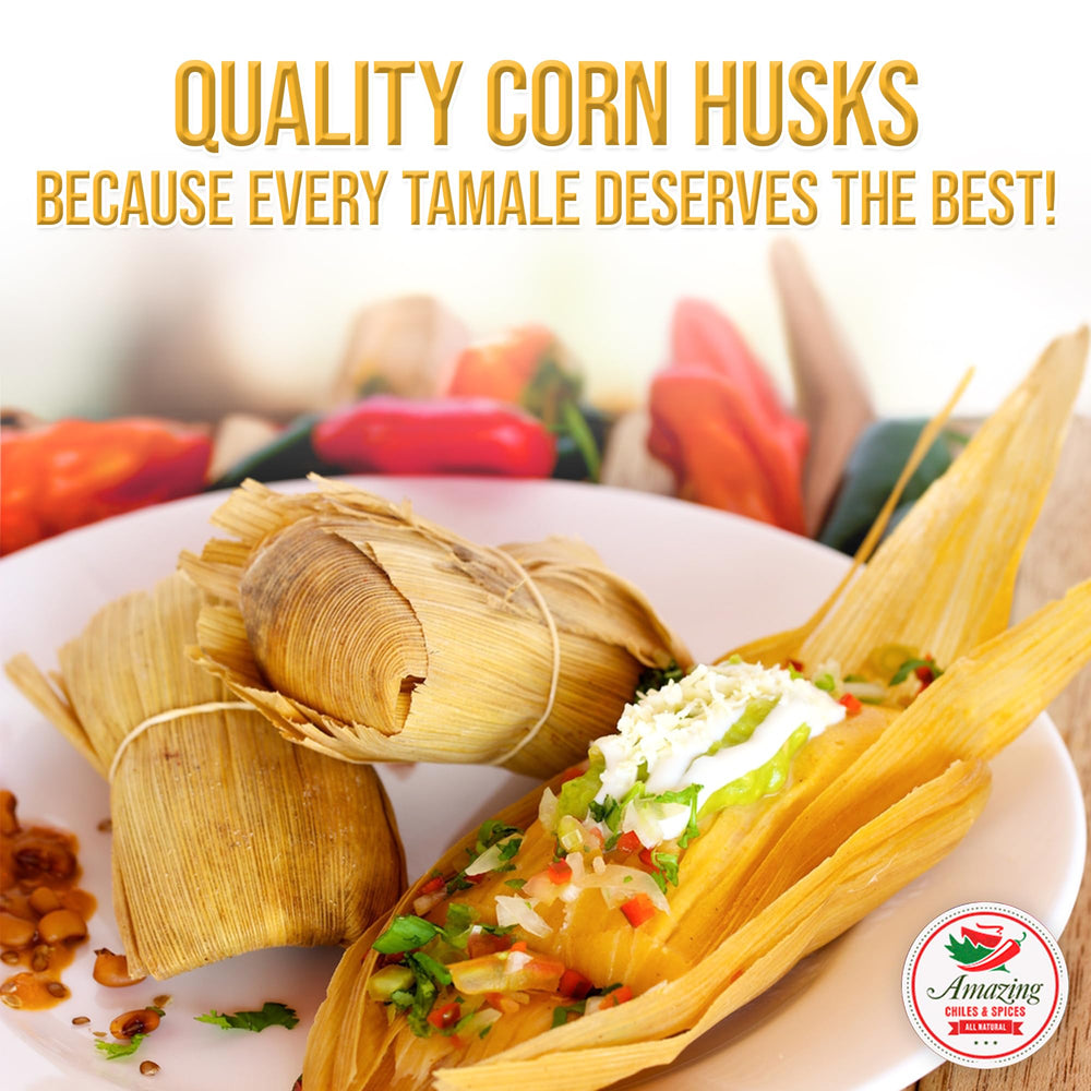Amazing Chiles & Spices corn husks sourced in Mexico, authentic wrappers for tamale nights.
