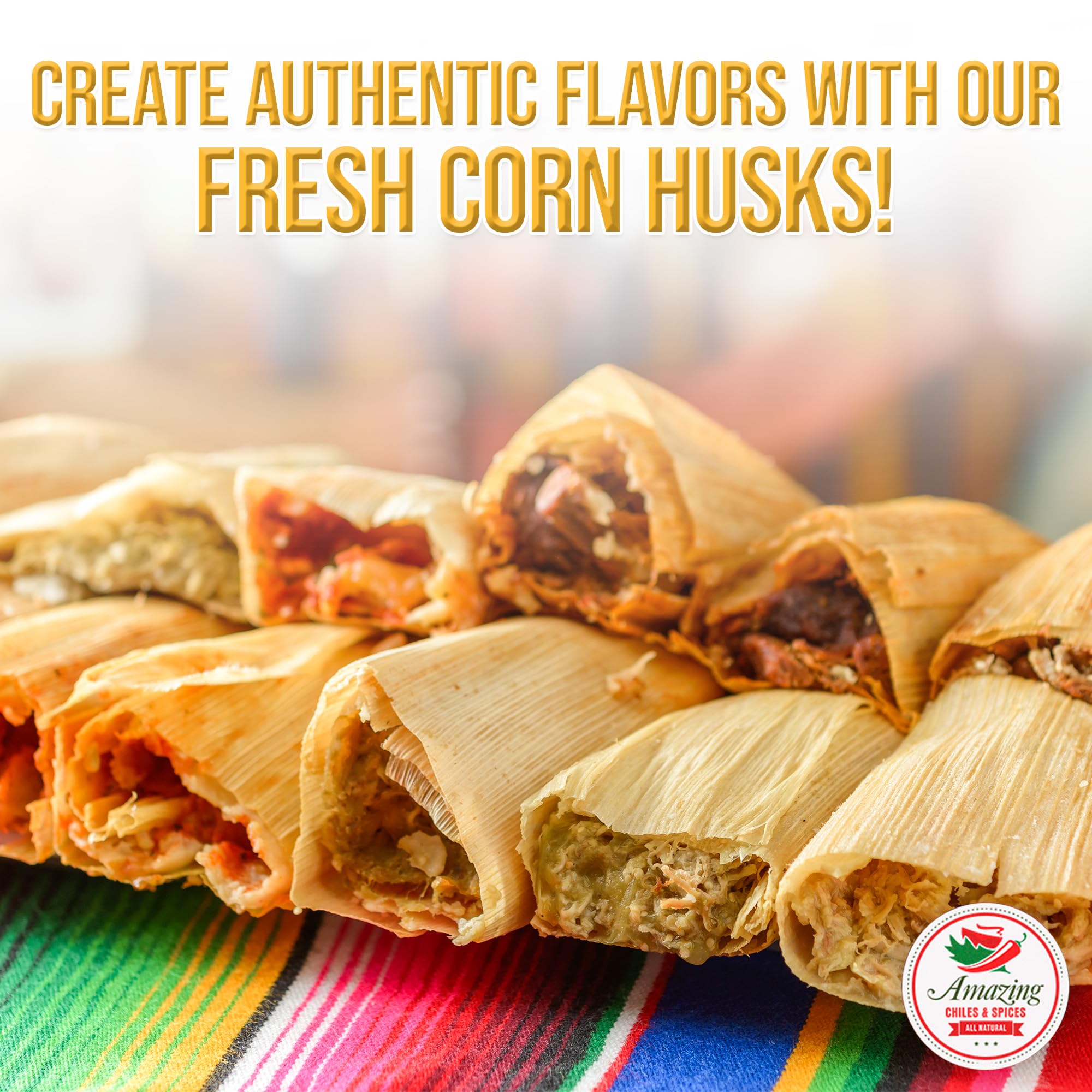 Amazing Chiles & Spices corn husks steam-ready, absorb flavors while keeping fillings secure.