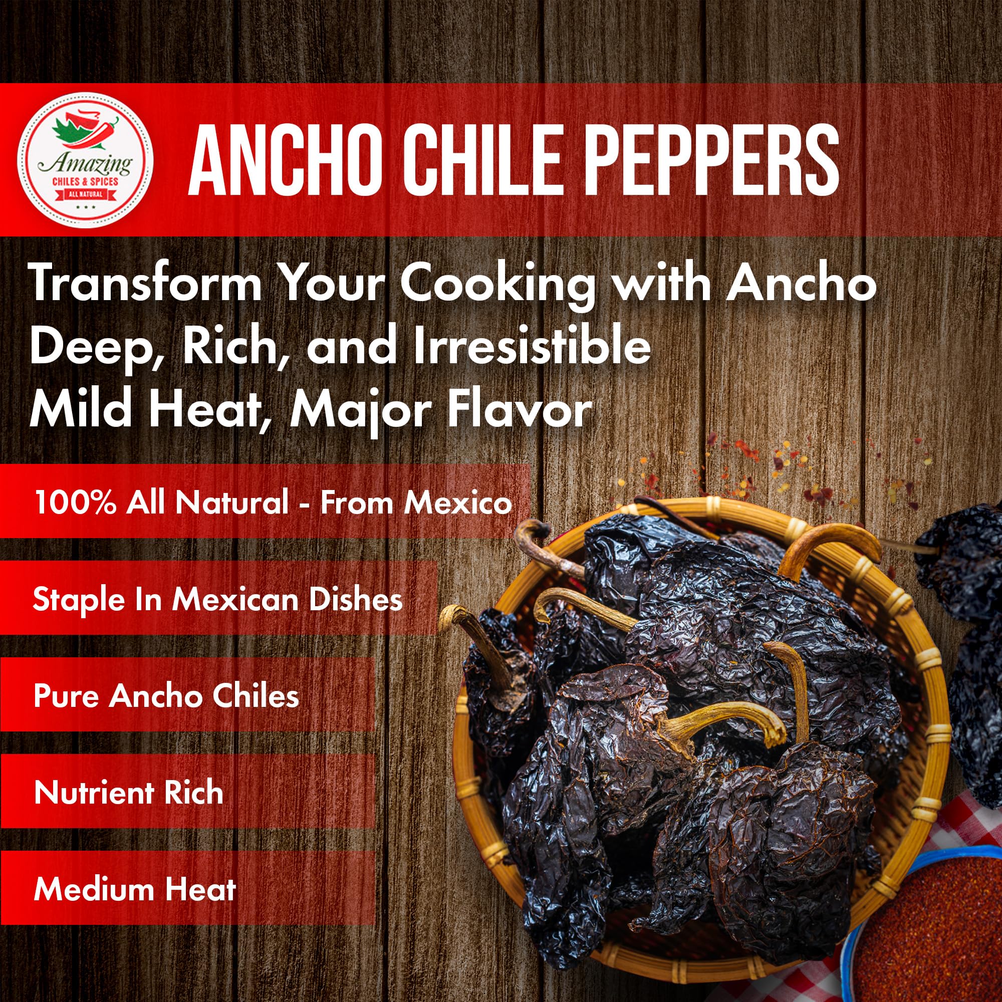 Amazing Chiles and Spices dried ancho chiles soaking for rehydration and easy use