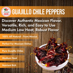 Amazing Chiles & Spices Guajillo chiles authentic Mexican origin, fair-trade harvested.