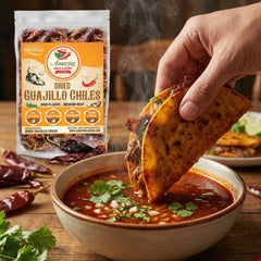 Amazing Chiles & Spices Guajillo chiles fair-trade sourced for consistent flavor.