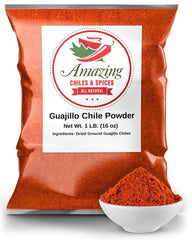 Amazing Chiles & Spices Guajillo Powder jar for rich chili flavor and tangy sauces.