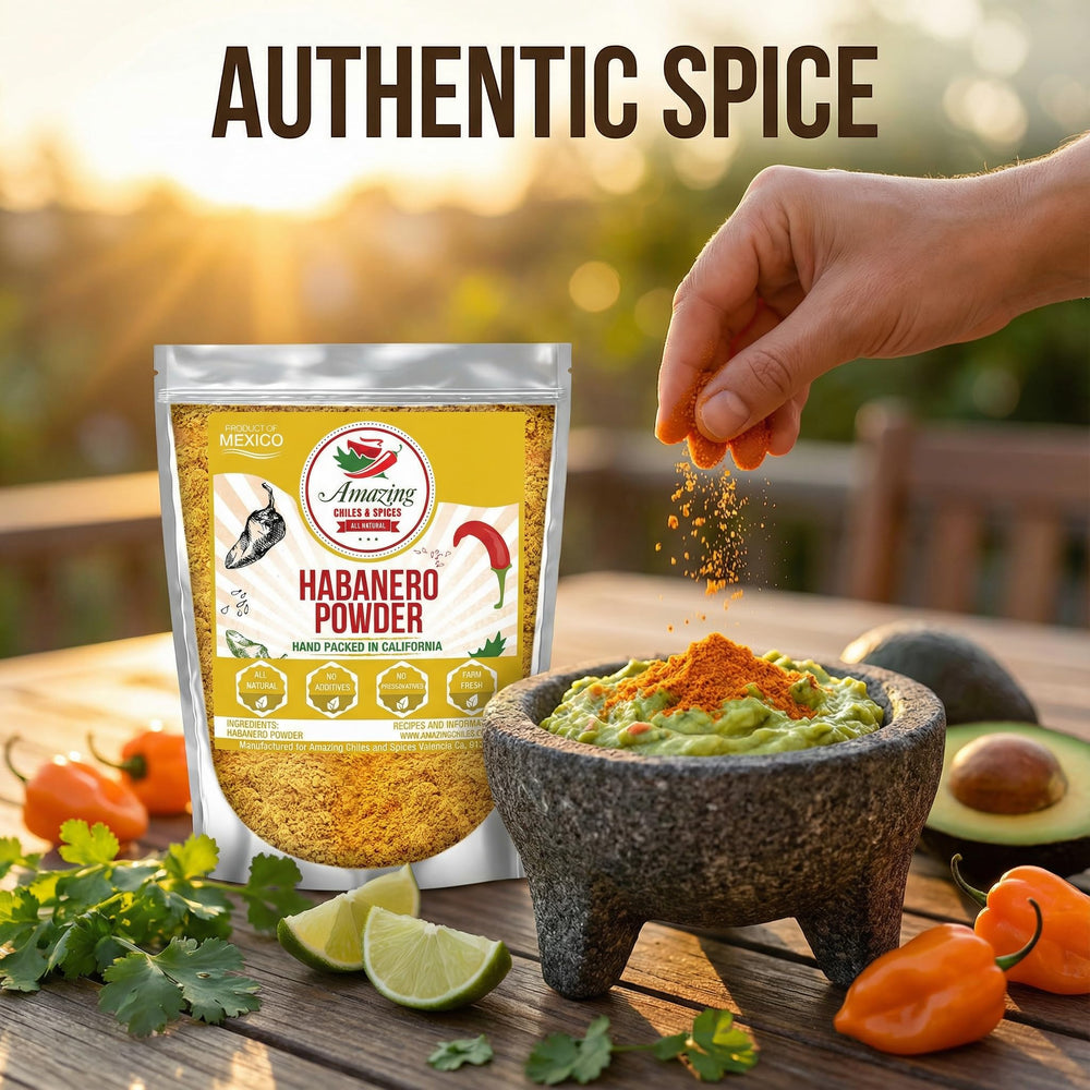 Front-label view of Amazing Chiles habanero ground powder emphasizing no additives.