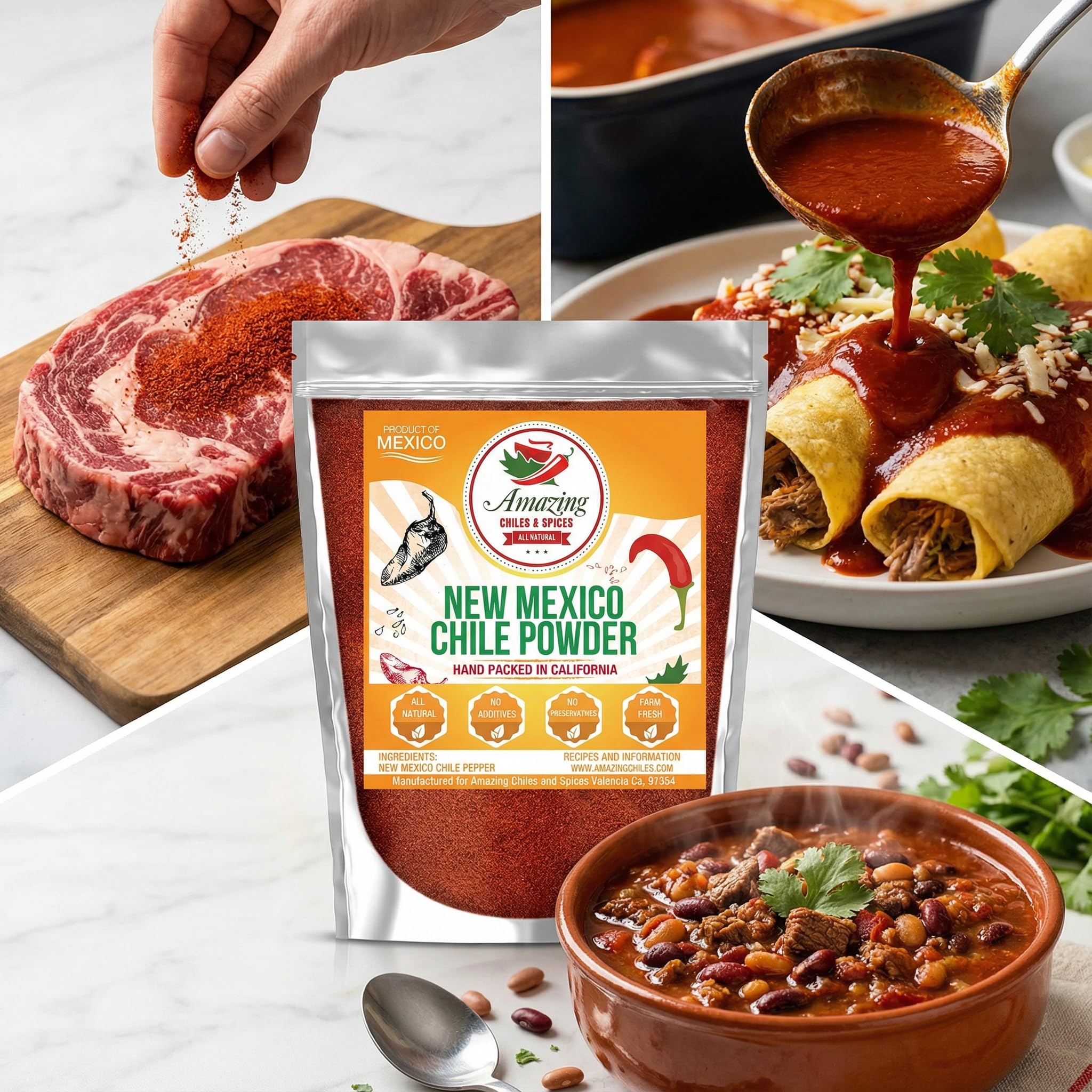 Amazing Chiles & Spices New Mexico Chili Powder adds depth to enchiladas and sauces.