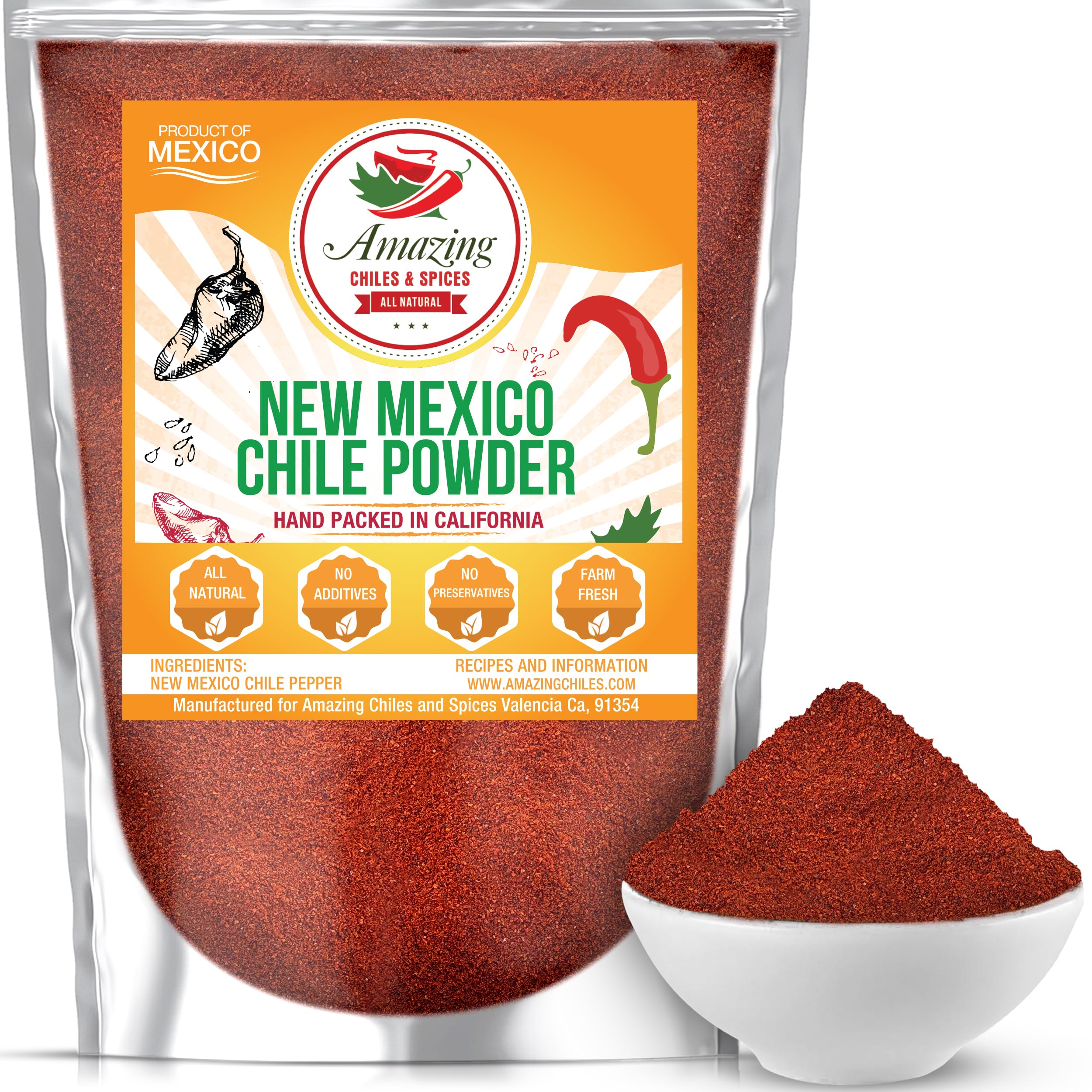 Amazing Chiles & Spices New Mexico Chili Powder packaging for authentic Mexican cooking.