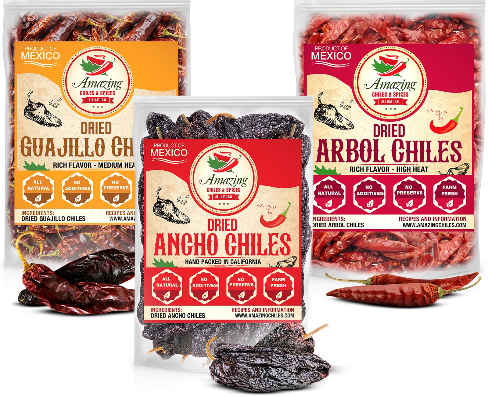 Amazing Chiles and Spices ancho chile dried for rich mole and flavorful sauces.