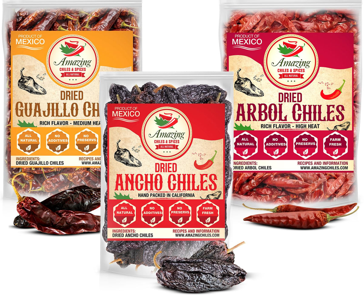 Amazing Chiles and Spices ancho chile dried for rich mole and flavorful sauces.