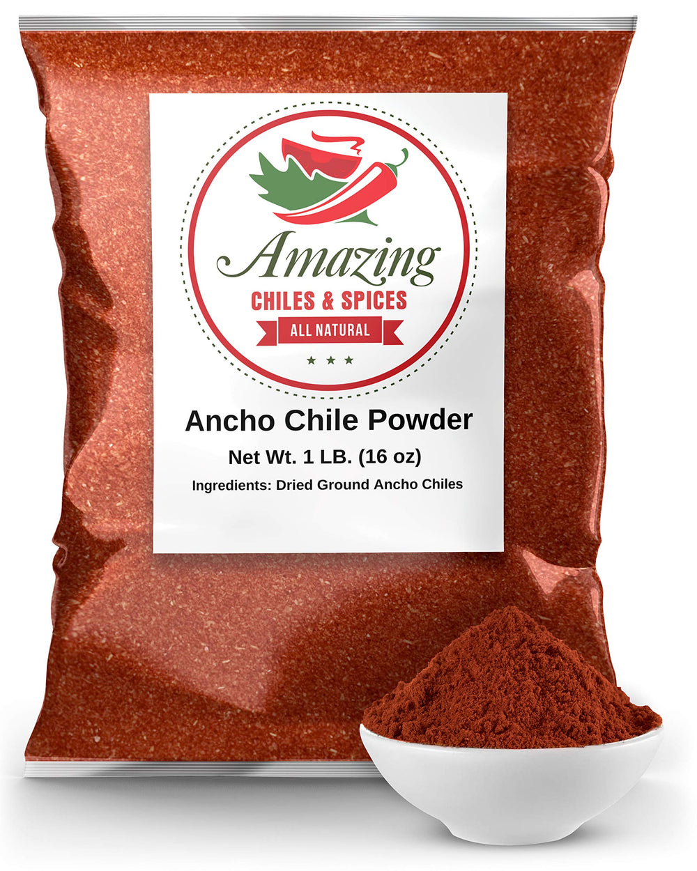 Amazing Chiles Spices Ancho Chile Powder in a jar adds rich aroma for homemade mole