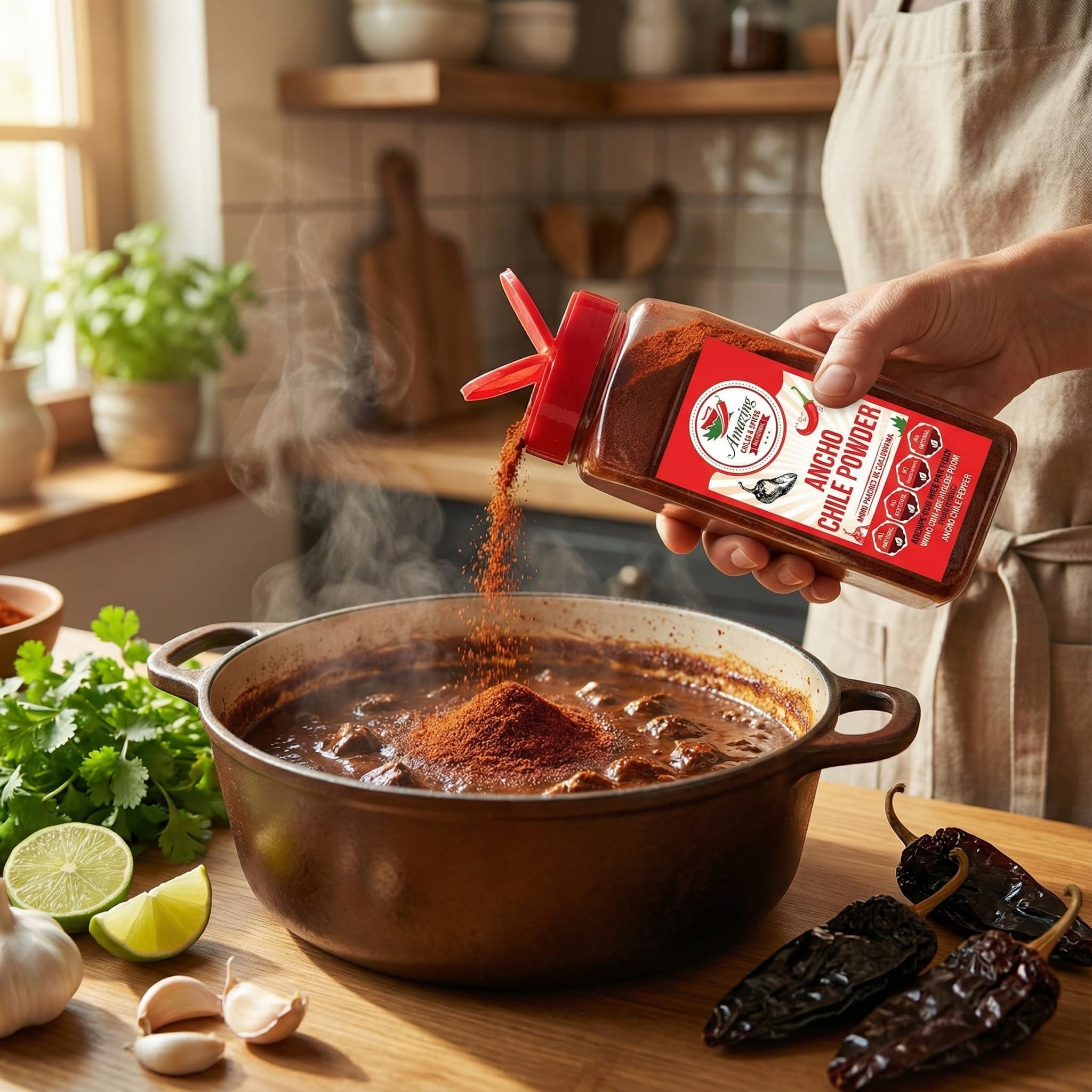 Amazing Chiles & Spices Ancho Chile Powder slow pour easy blending