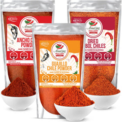 Amazing Chiles and Spices ancho powder bag for authentic moles and rich salsas.
